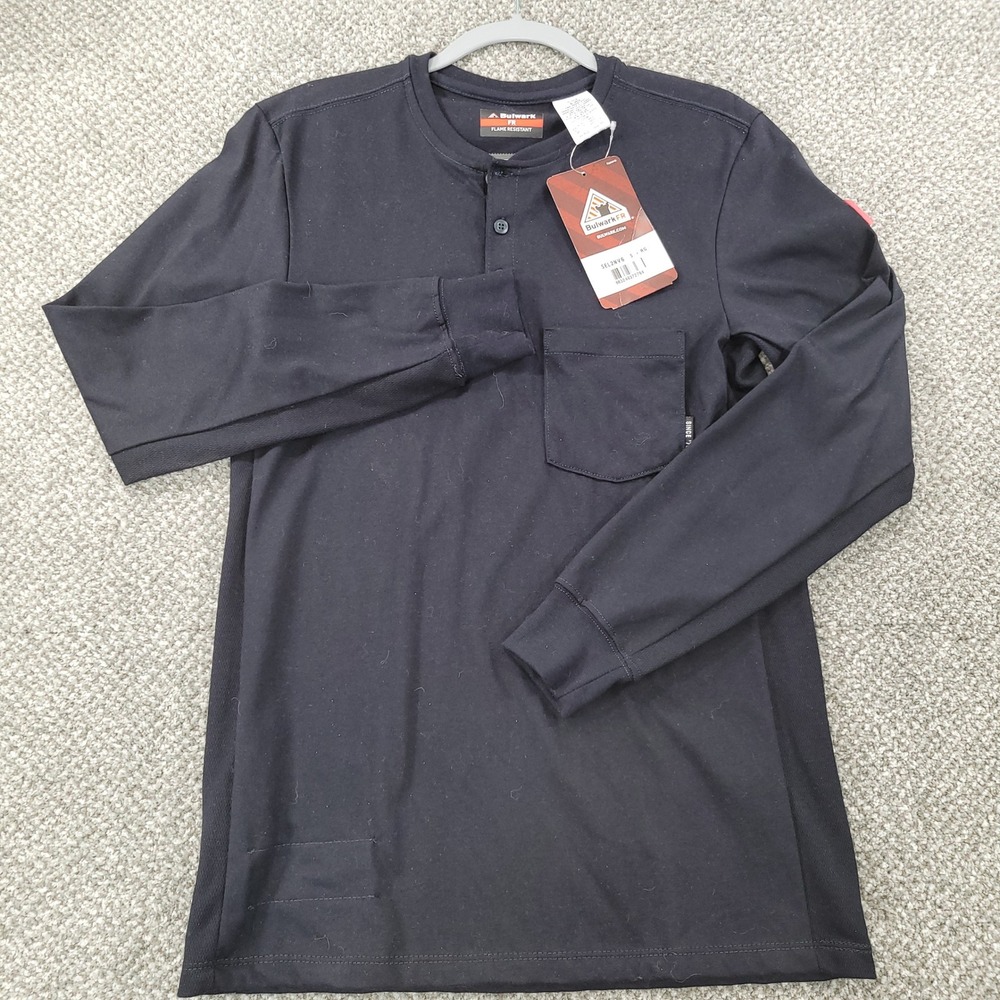Bulwark FR Flame Resistant Henley Shirt Black CAT 2 NFPA 2112 SEL2NV6 Small NWT